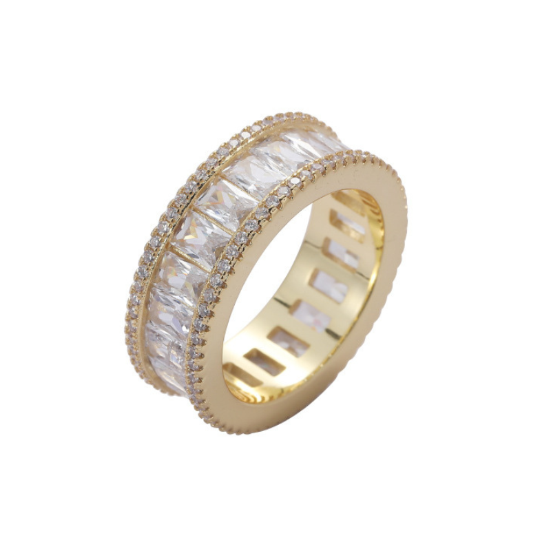 Moissanite Hip Hop Rectangular Full Diamond Ring