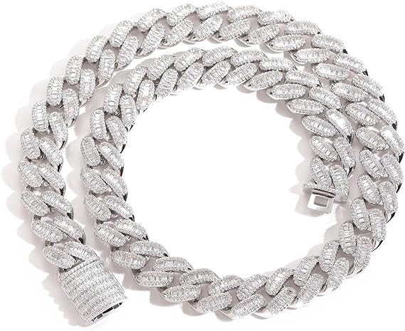 15mm Moissanite T Square Ice Out Diamond Cuban Chain