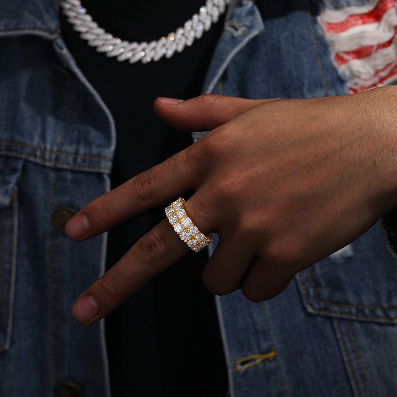 10mm 925S Two Row Eternity Band Ring