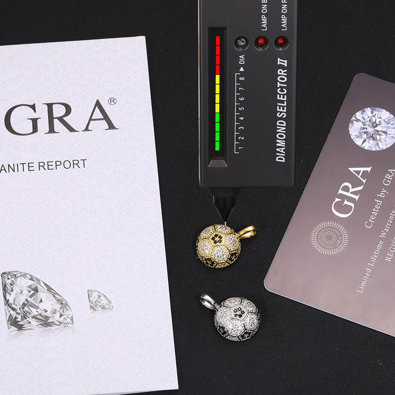 S925 Moissanite Football Pendant Necklace