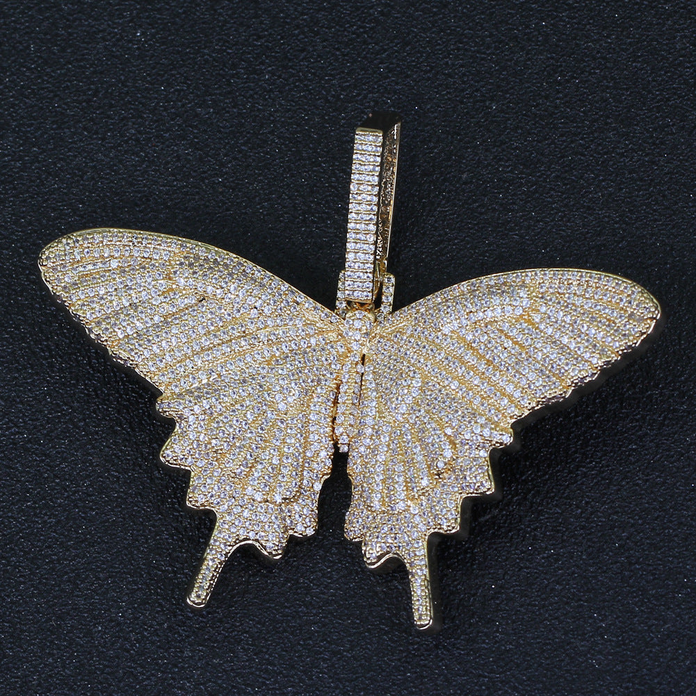 Colorful Large Zirconia Butterfly Pendant Necklace