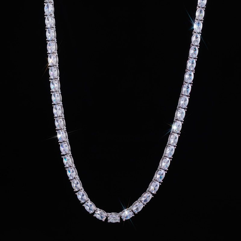 4x6mm Oval Moissanite Tennis Chain in White Gold