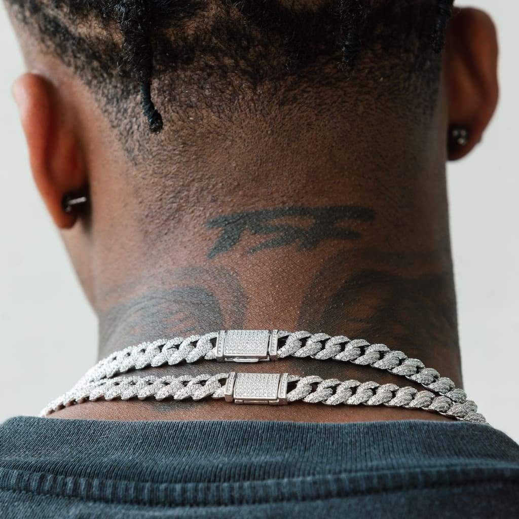 12mm Moissanite Diamond Cuban Chain In White Gold