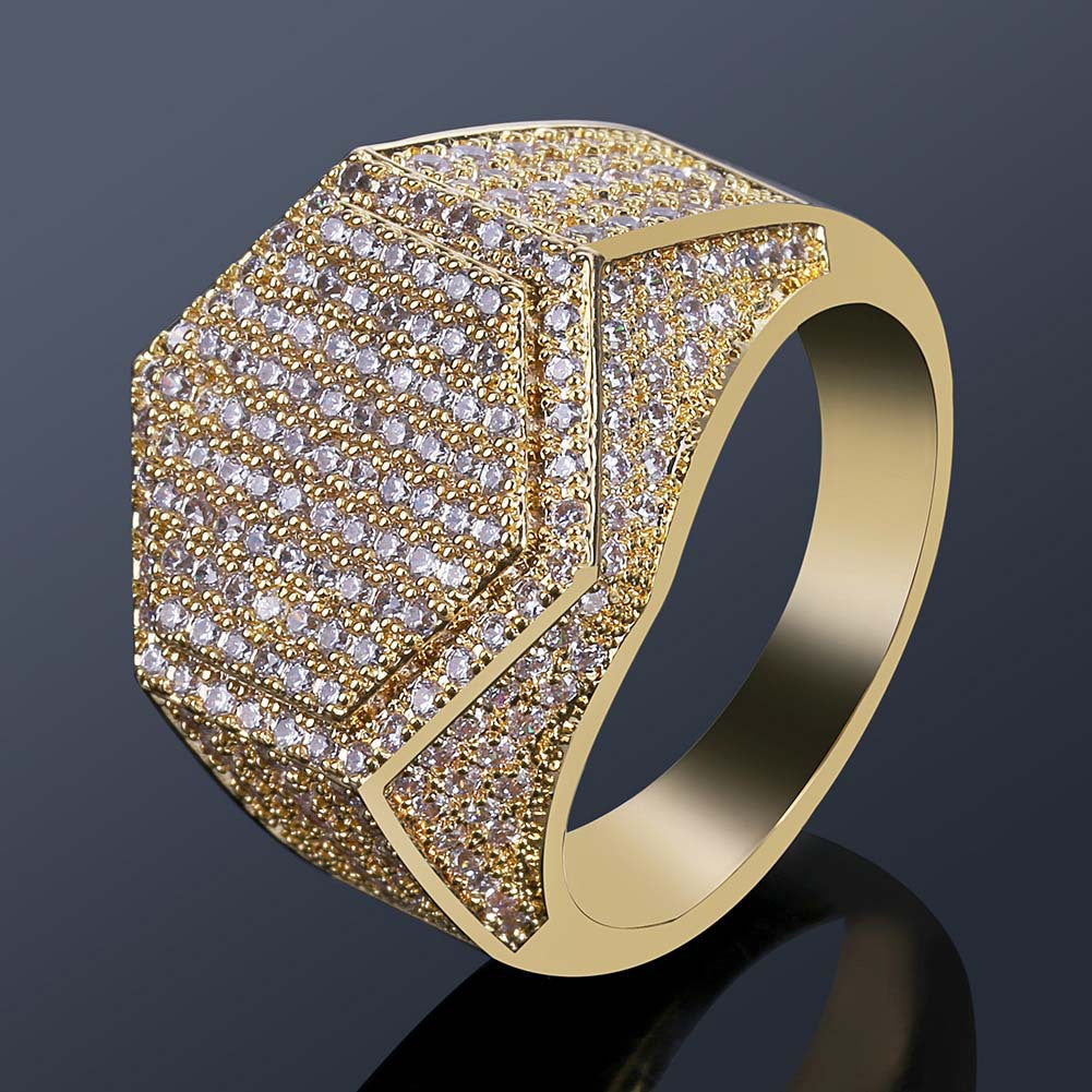 19mm Moissanite Hexagon Hip Hop Ring