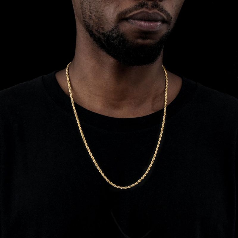 3mm 18K Gold Finish Rope Chain