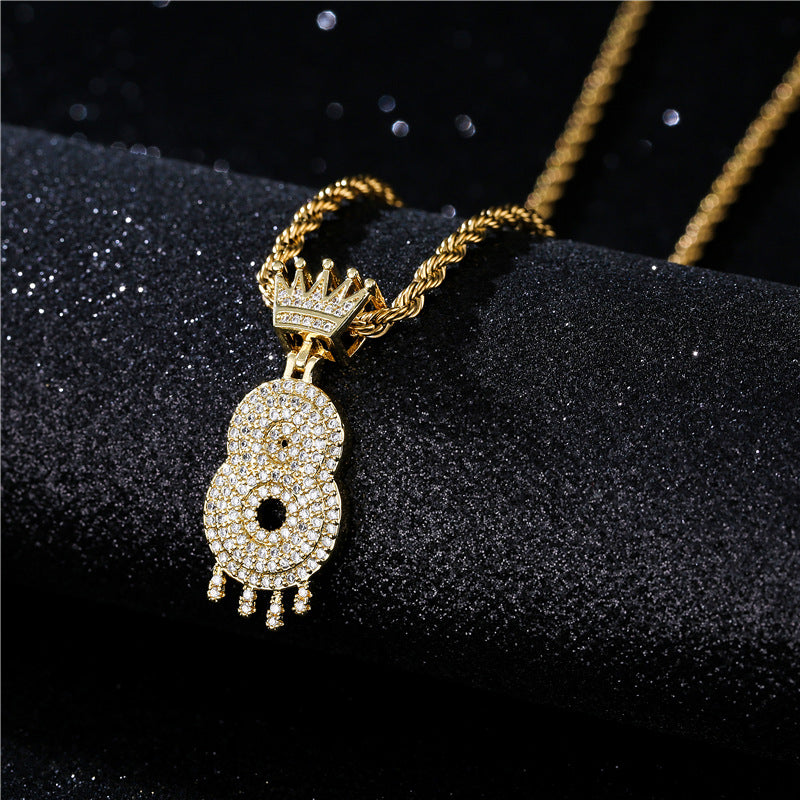 Moissanite Ice Out Crown Arabic Numerals Custom Pendant