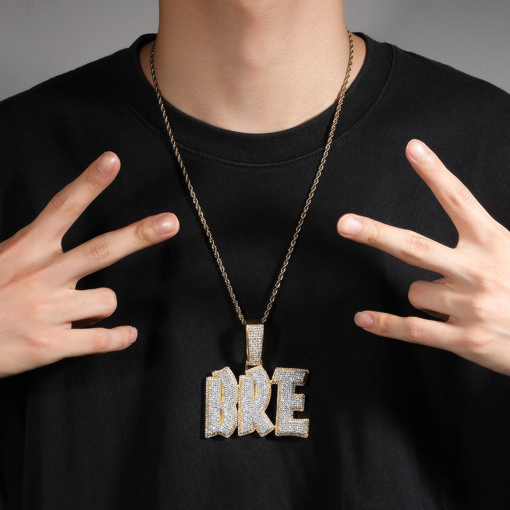 DIY Stitching Two-color Letter Moissanite Custom Pendant