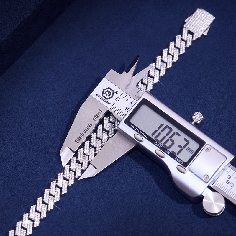 10MM Moissanite Diamond Prong Cuban Chain