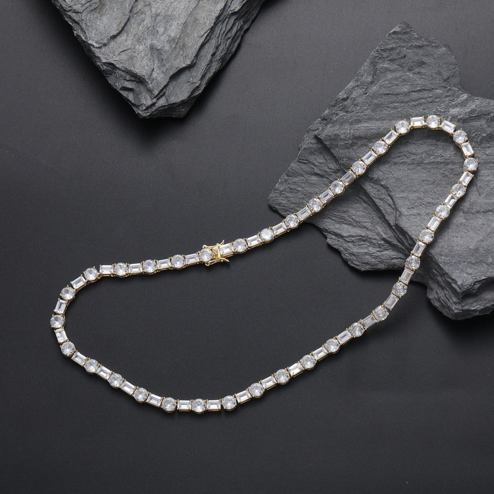 6mm Moissanite Square and Round Mixed Inlaid Tennis Chain