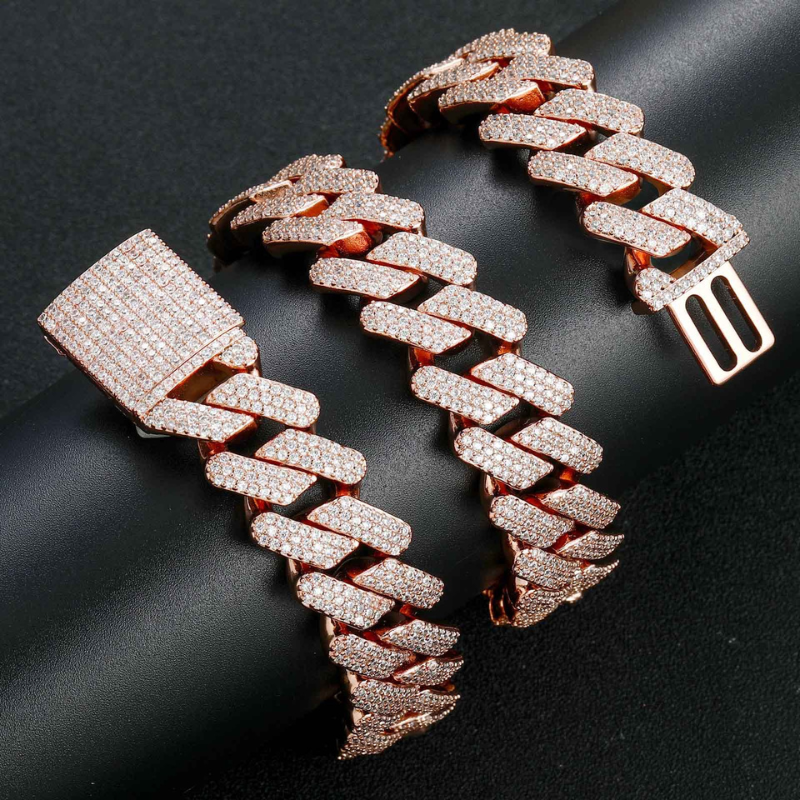 20mm Moissanite Hip Hop Tricolor Miami Diamond Cuban Chain