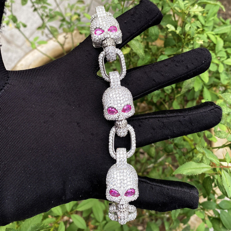 Moissanite Hip Hop Skull Bracelet