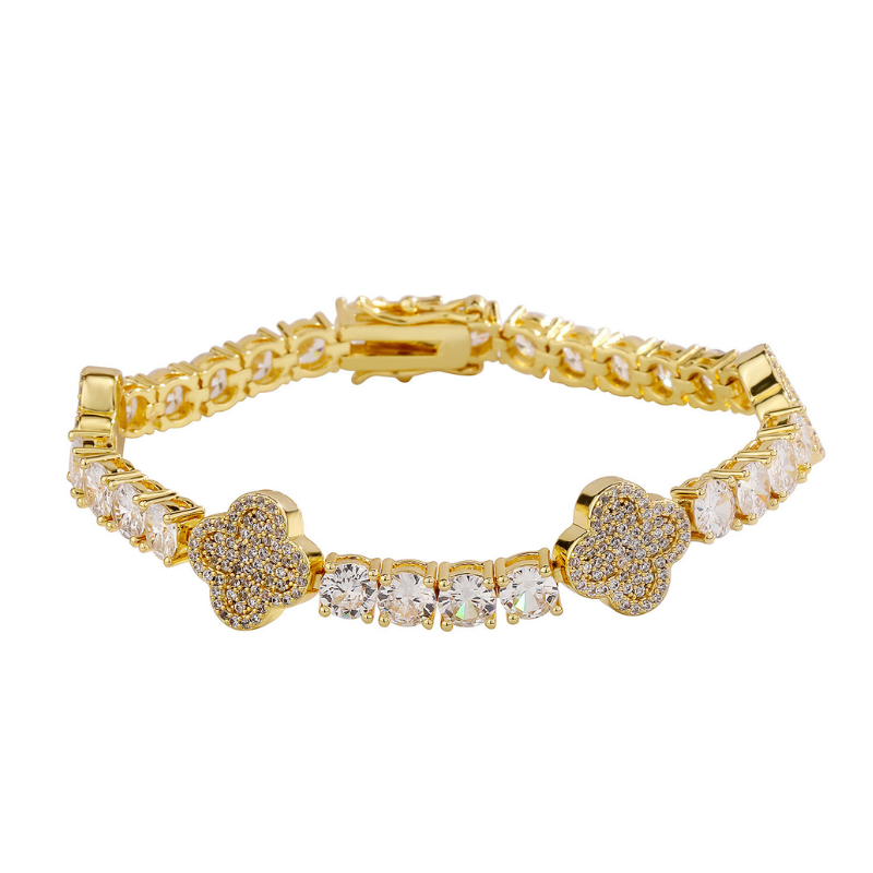 5mm Moissanite Four Leaf Clover Lucky Tennis Chain