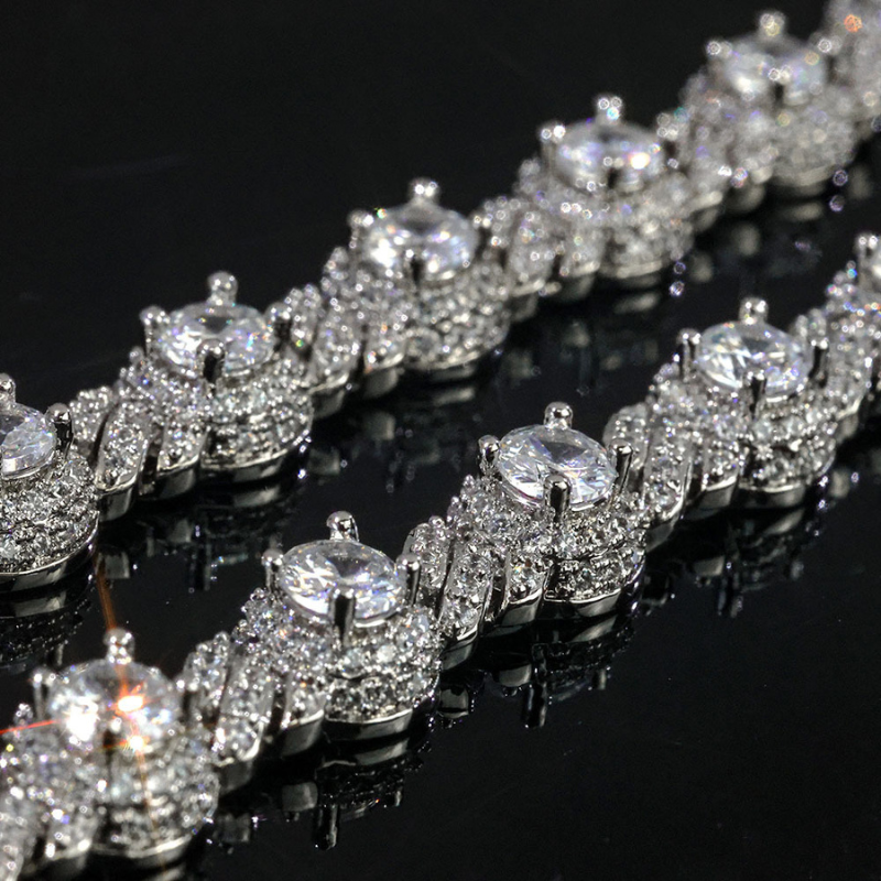 7.5mm Moissanite Hip Hop Round Bead Cuban Chain