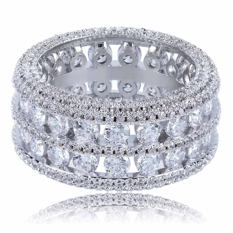 Moissanite Luxury Double Row Hollow Ring