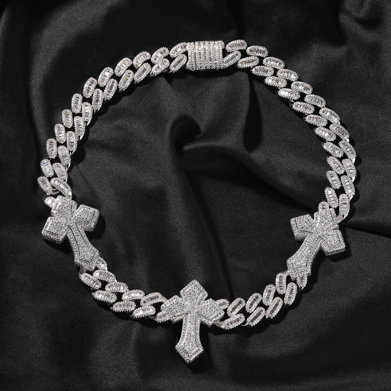 Moissanite Punk Cross Cuban Chain