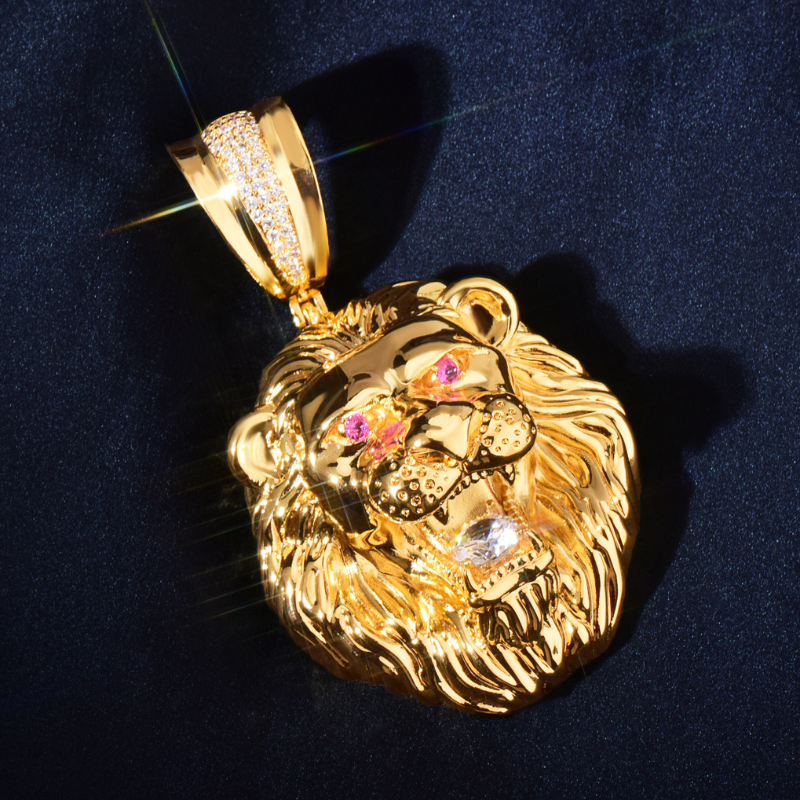 Moissanite Polished Lion Pendant
