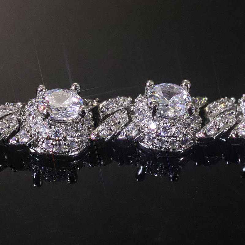 7.5mm Moissanite Hip Hop Round Bead Cuban Chain