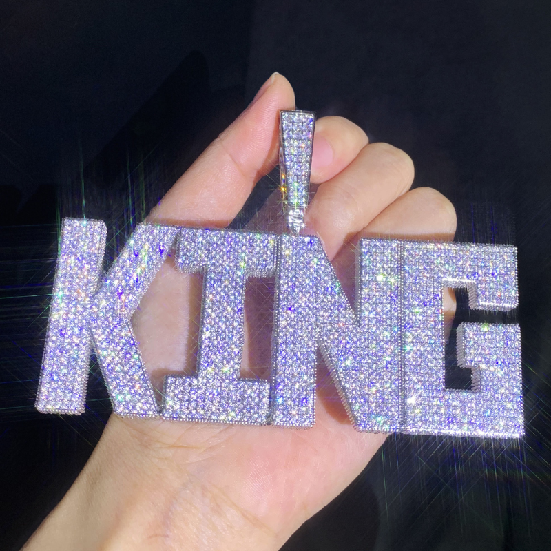 Moissanite Hip Hop Square Letter Custom Pendant