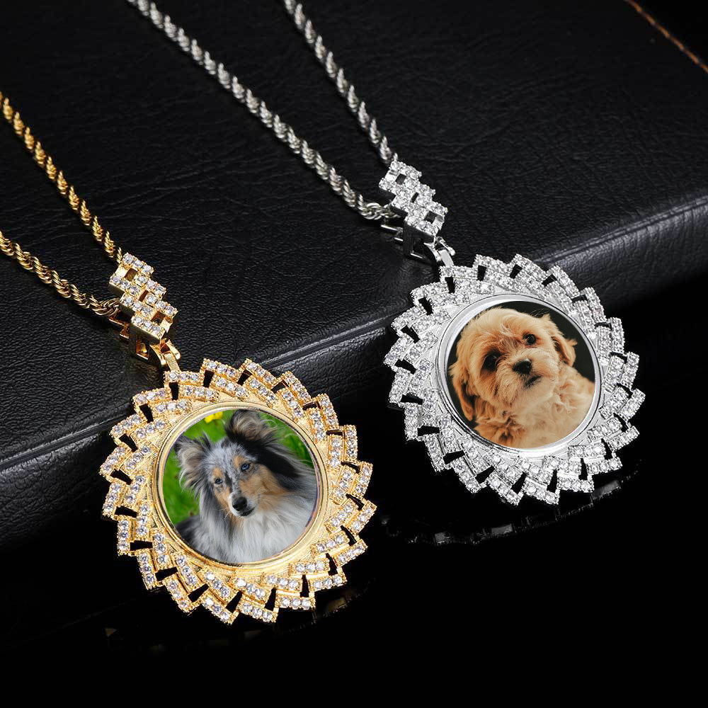 Iced Out Custom Rhombus Picture Necklace Photo Moissanite Pendant