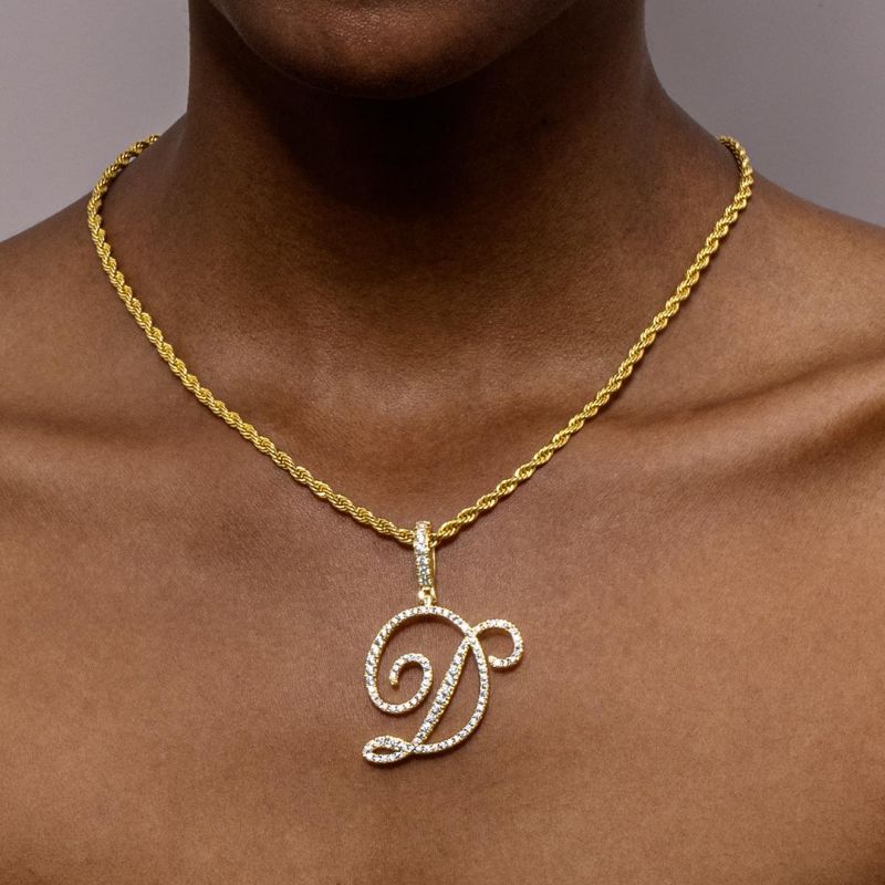 Cursive Style A to Z Initial Letters Pendant in Gold