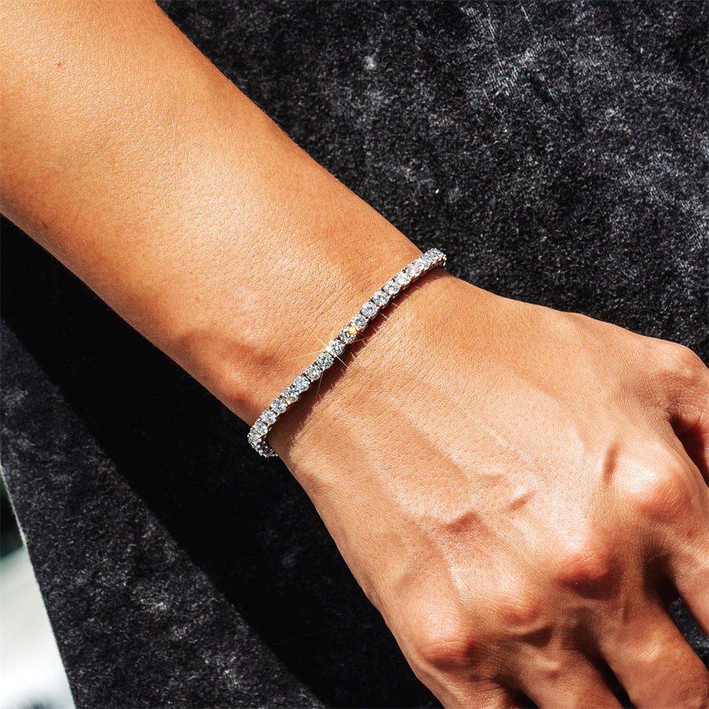 5 Carats 3mm VVS1 Moissanite White Gold Tennis Bracelet