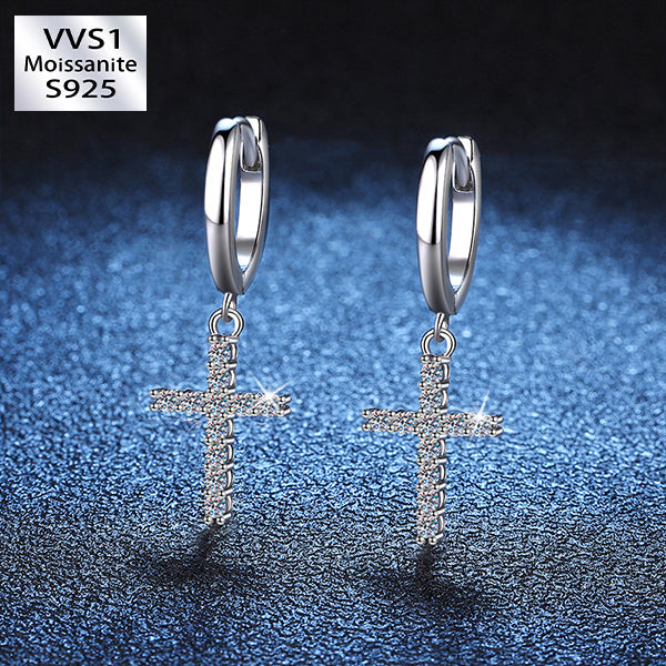 S925 & VVS Moissanite Cross Earrings