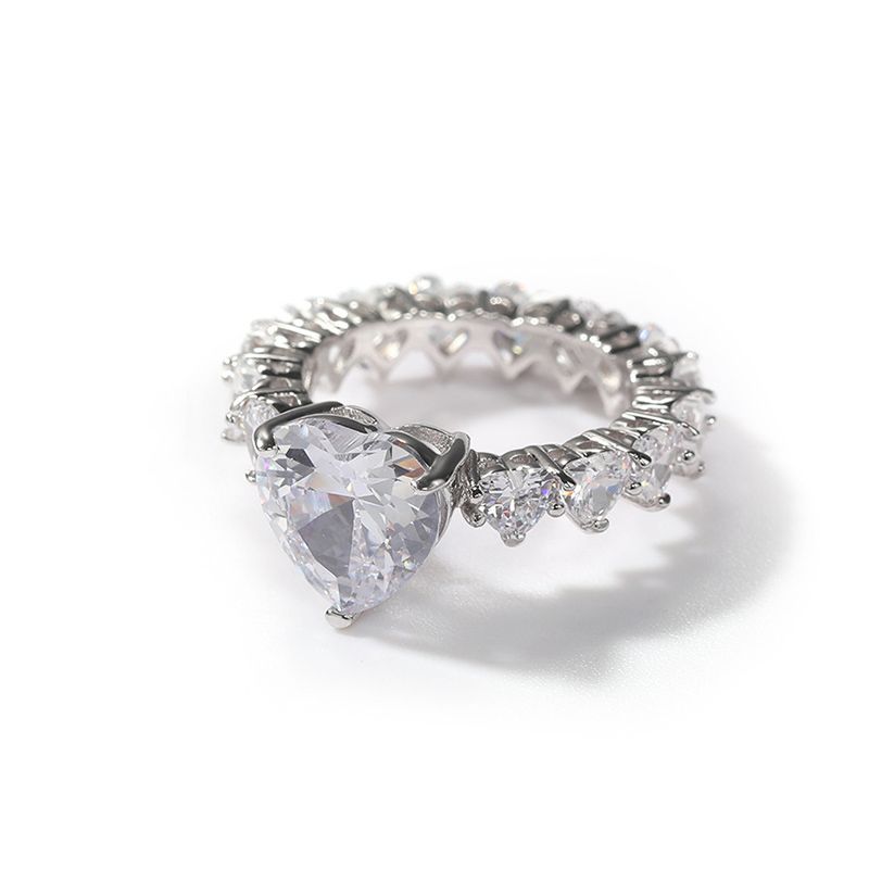 Moissaniye Heart Cut Love Ring in White Gold Set