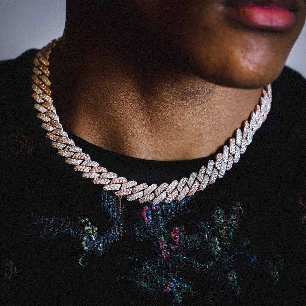 12mm Miami Moissanite Diamond Two Tone Cuban Chain