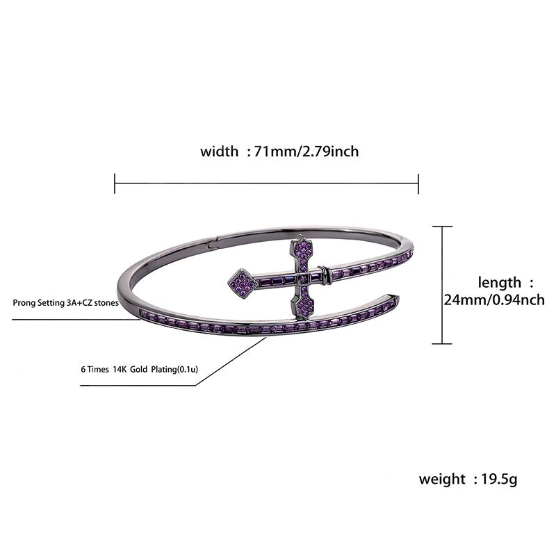 Street Style | Purple Baguette "Sword Ring" Bangle Bracelet