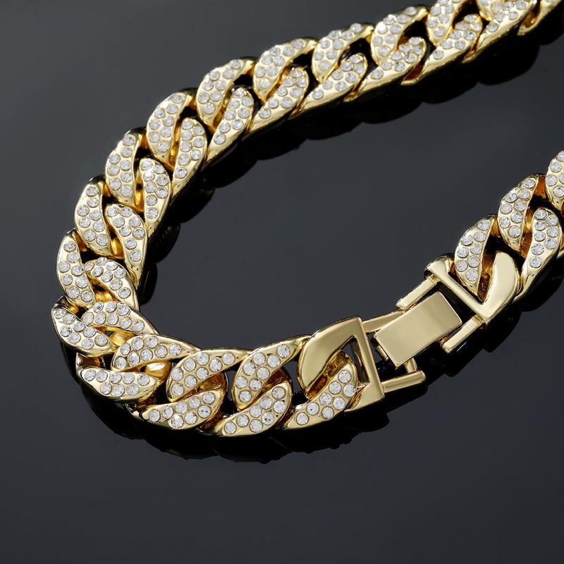 Iced 18K Gold 13mm Moissanite Cuban Chain