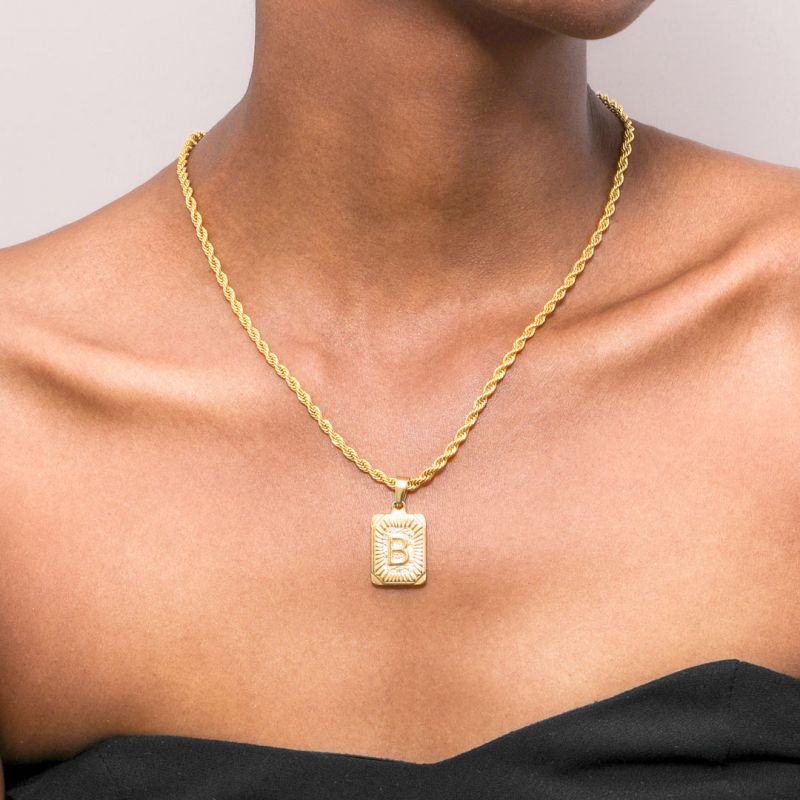 Initial Medallion Letter Pendant Necklace in Gold