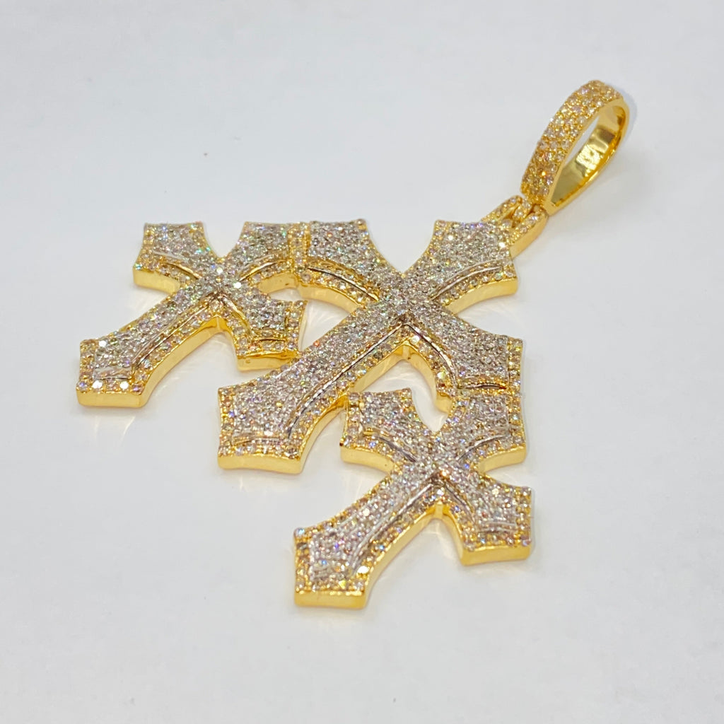 Cross Moissanite Diamond Pendant Set