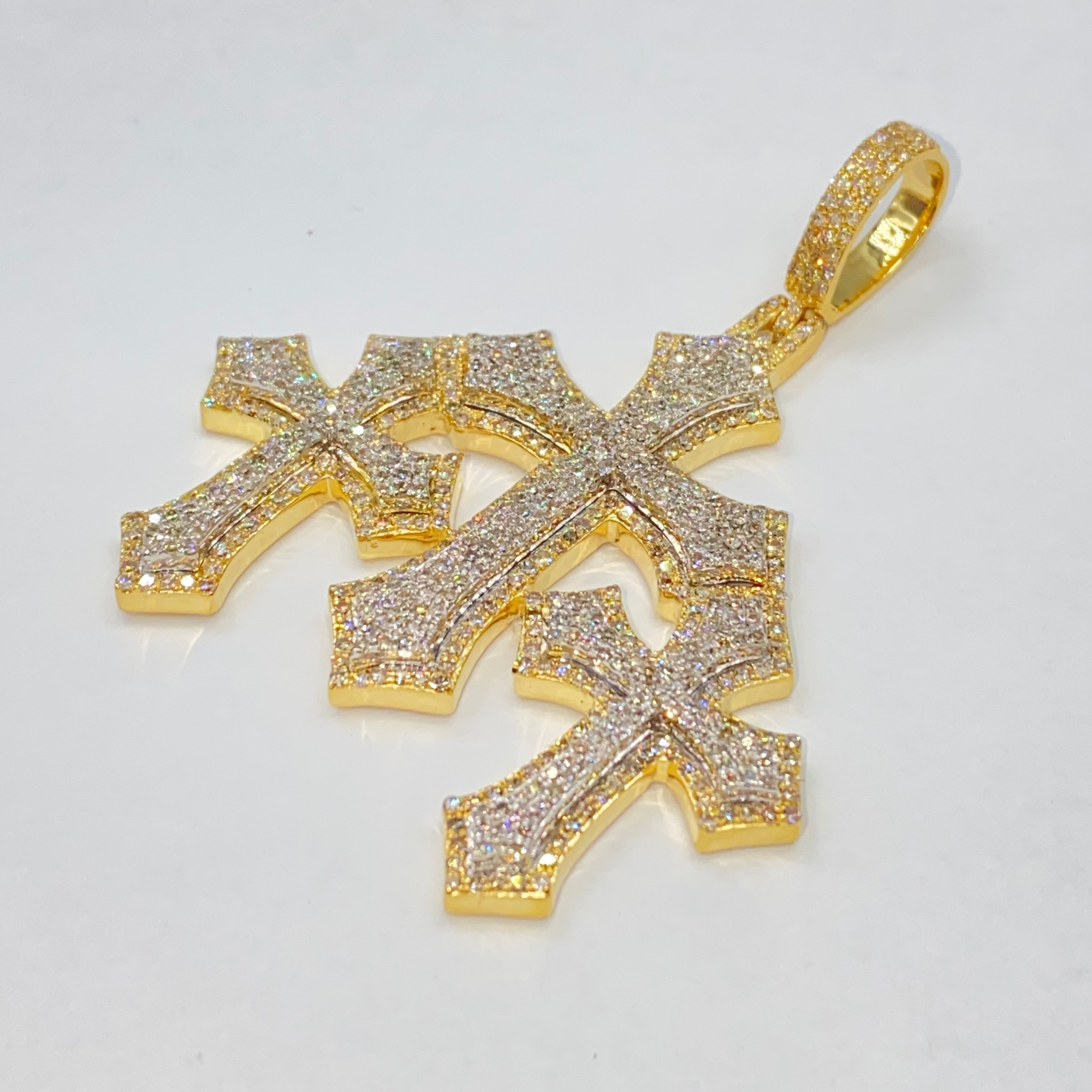 Cross Moissanite Diamond Pendant Set