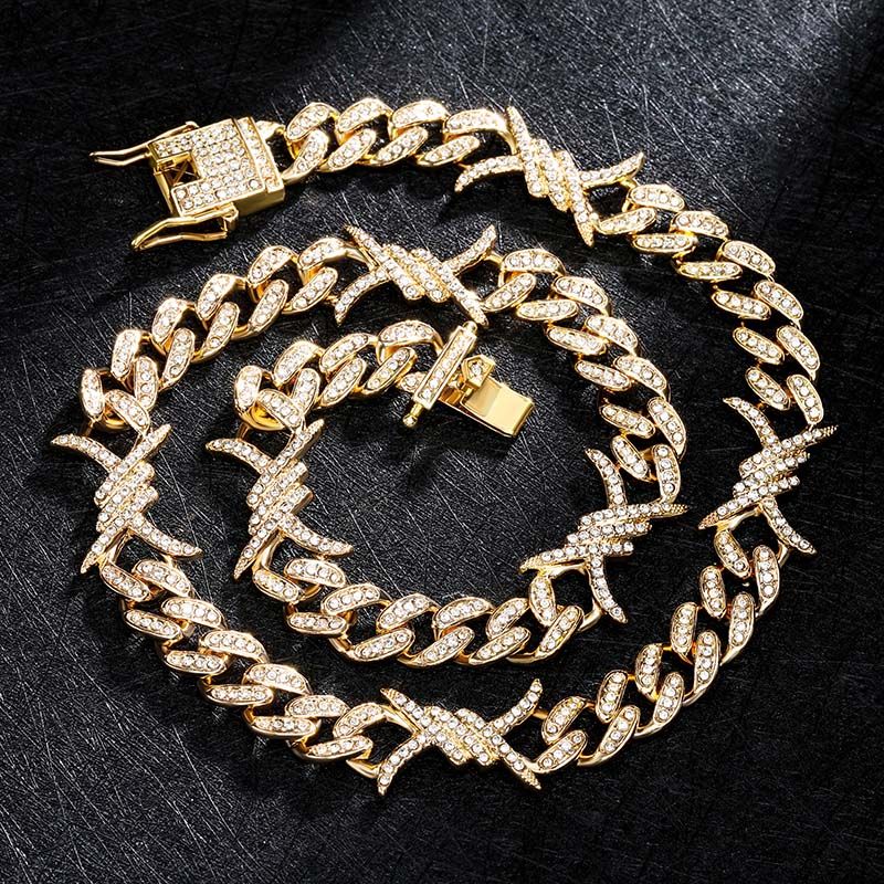 10mm Iced Out Cuban Barb Wire Chain
