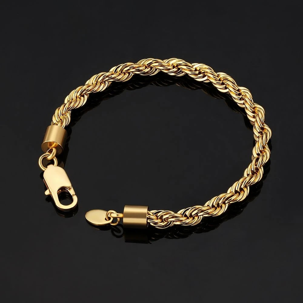 6mm Rope Bracelet in Gold