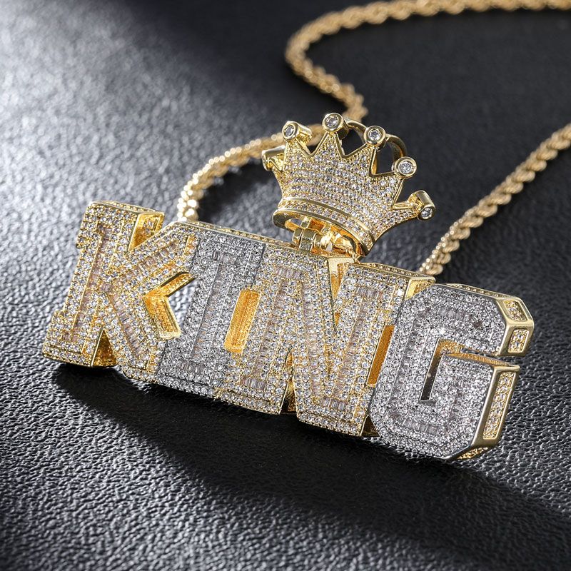 Iced Baguette Cut KING Crown Pendant
