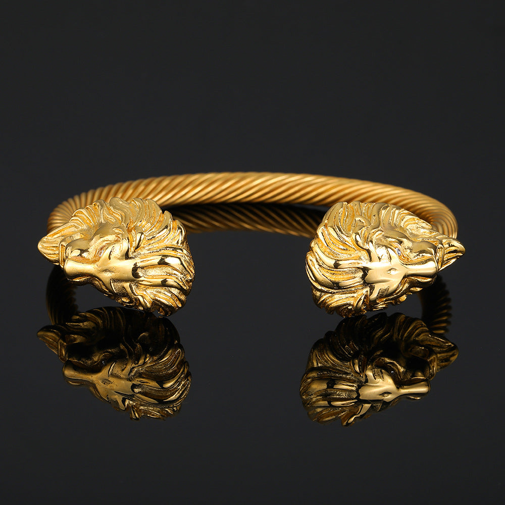 Lion Head Men's Bracelet In14k Gold