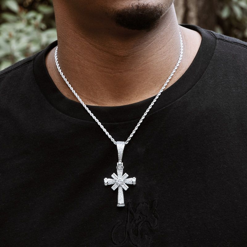 Street Style | Rotatable Cross Iced Out Pendant
