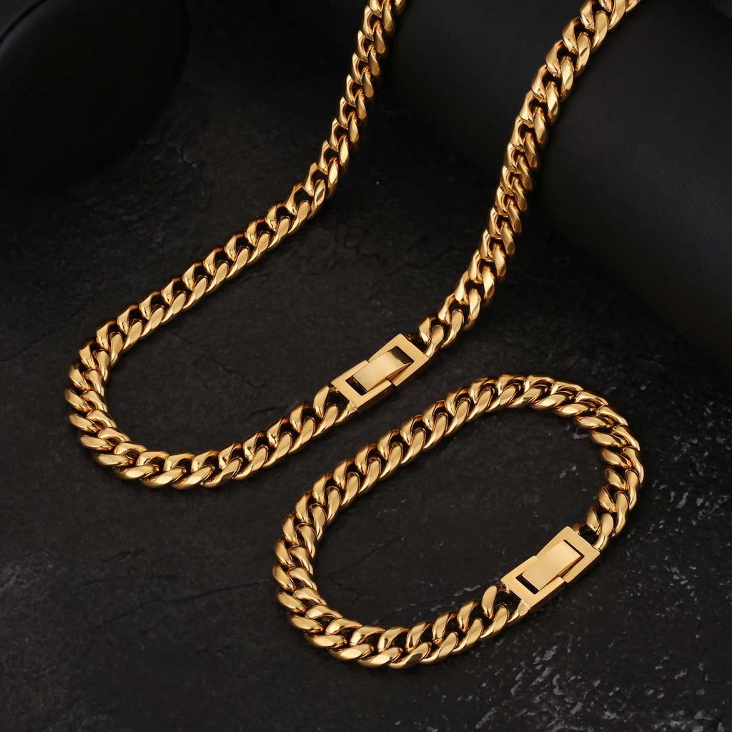8mm Cuban Link Chain in 18K Gold for Men's
