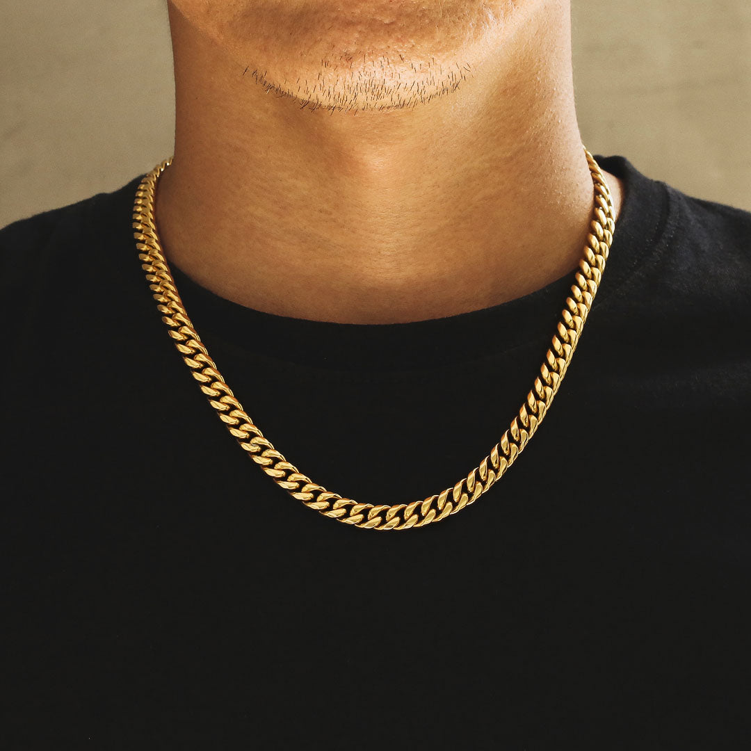 8mm Cuban Link Chain in 18K Gold for Men's