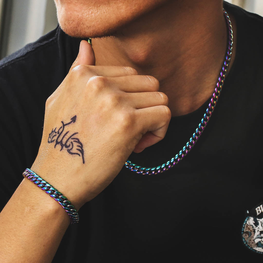 8mm Rainbow Miami Cuban Link Chain For Men's