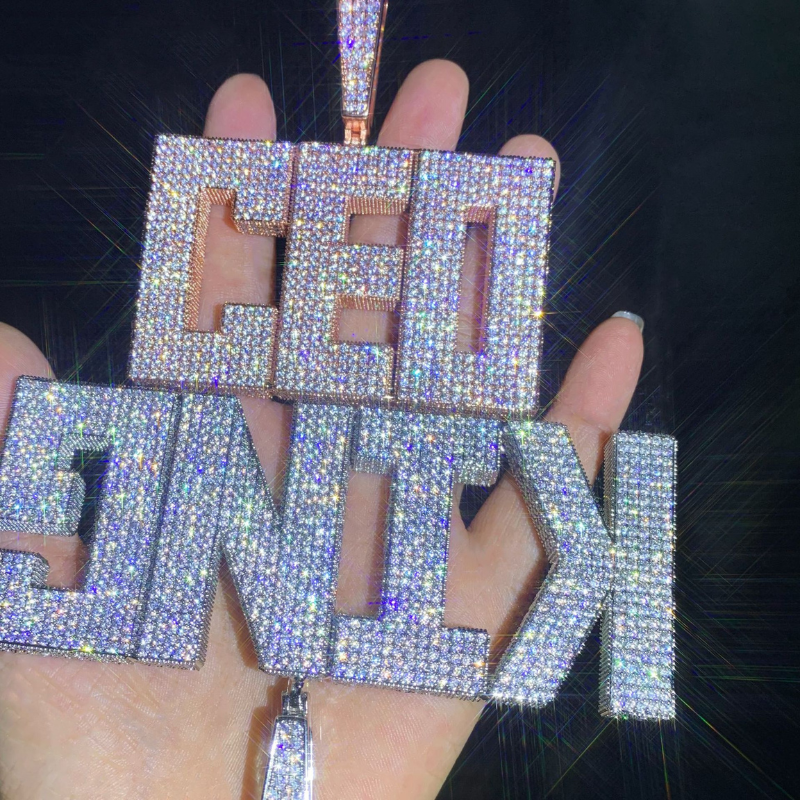 Moissanite Hip Hop Square Letter Custom Pendant