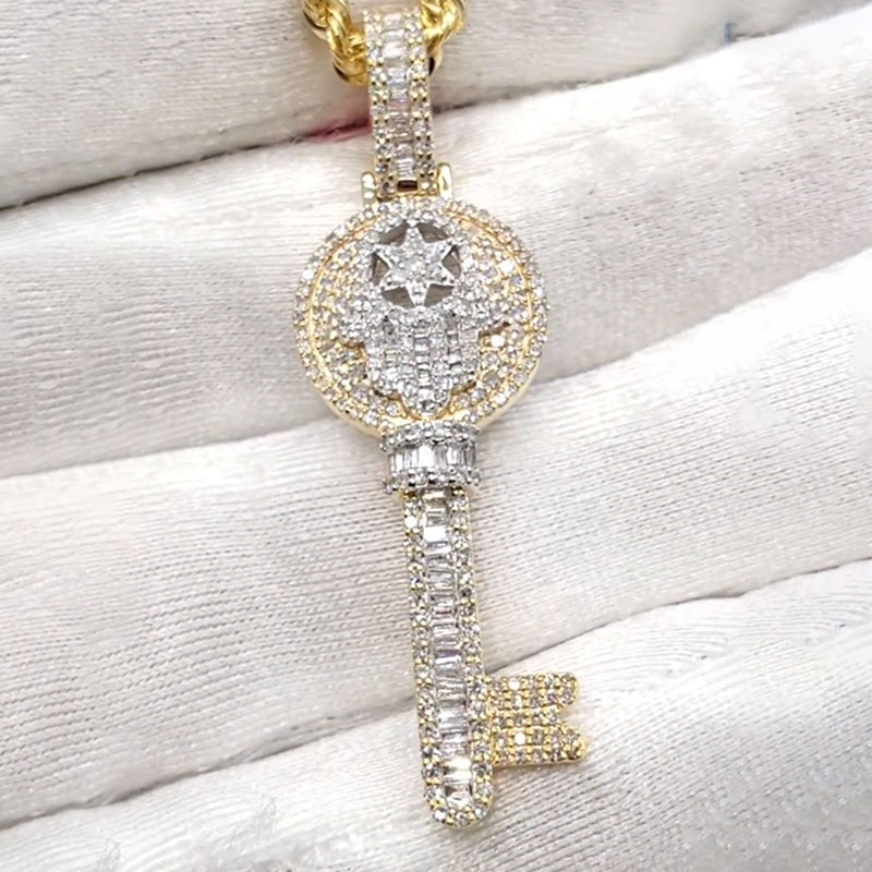 Custom Hamsa Key Pendant Rope Chain（Goods In Stock)
