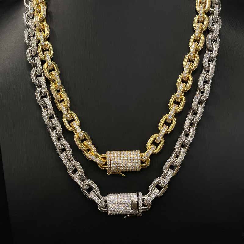 Moissanite Hip Hop Miami Box Clasp Chain