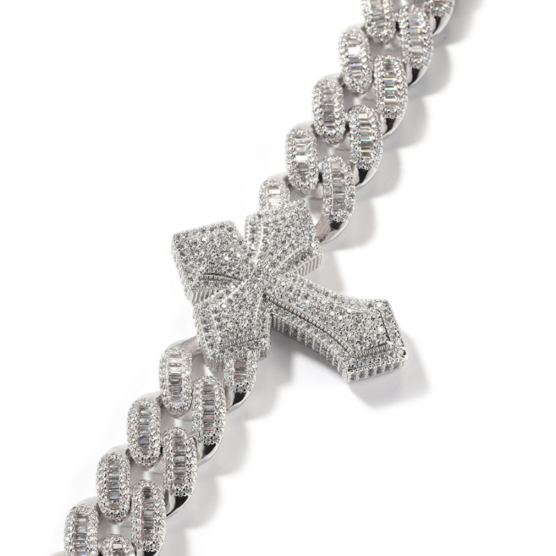 Moissanite Punk Cross Cuban Chain