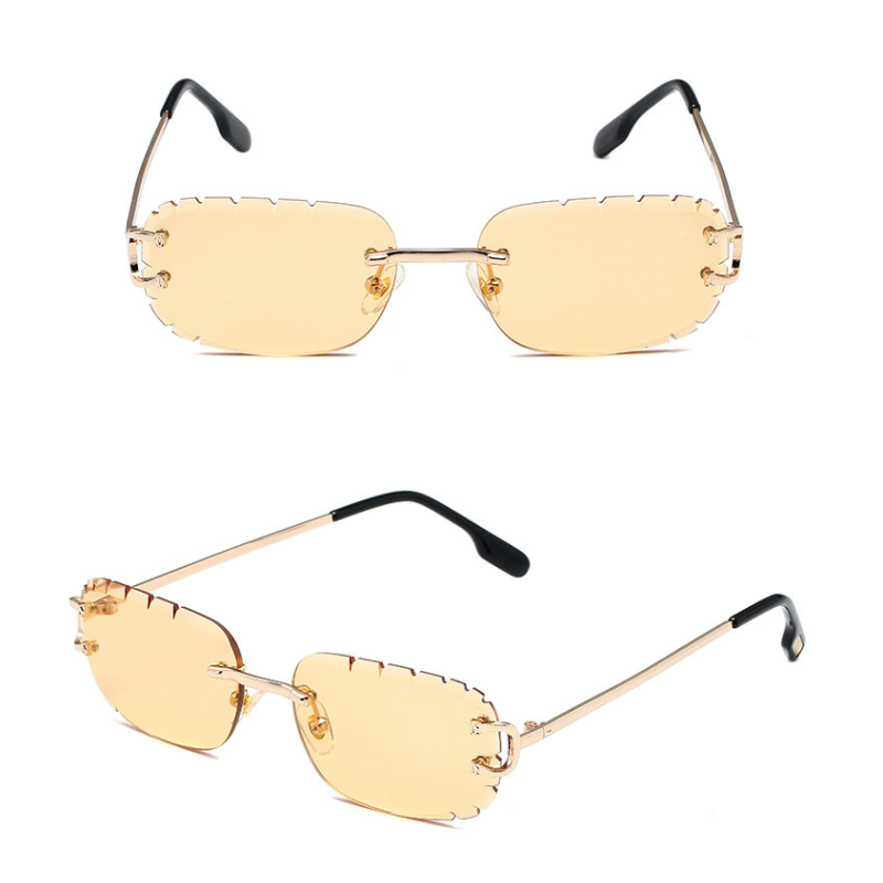 New Pattern Cut Edge Oval Frameless Sunglasses