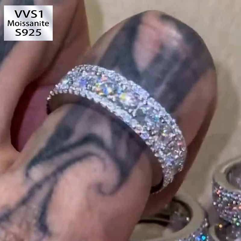 Moissanite Ice King Eternity Band Ring