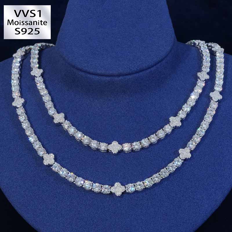 5mm Moissanite Four Leaf Clover Lucky Tennis Chain