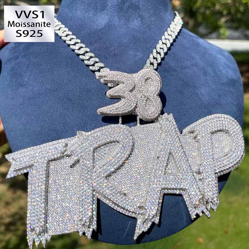 Moissanite Cursive Upper and Lower Two-layer Letter Custom Pendant