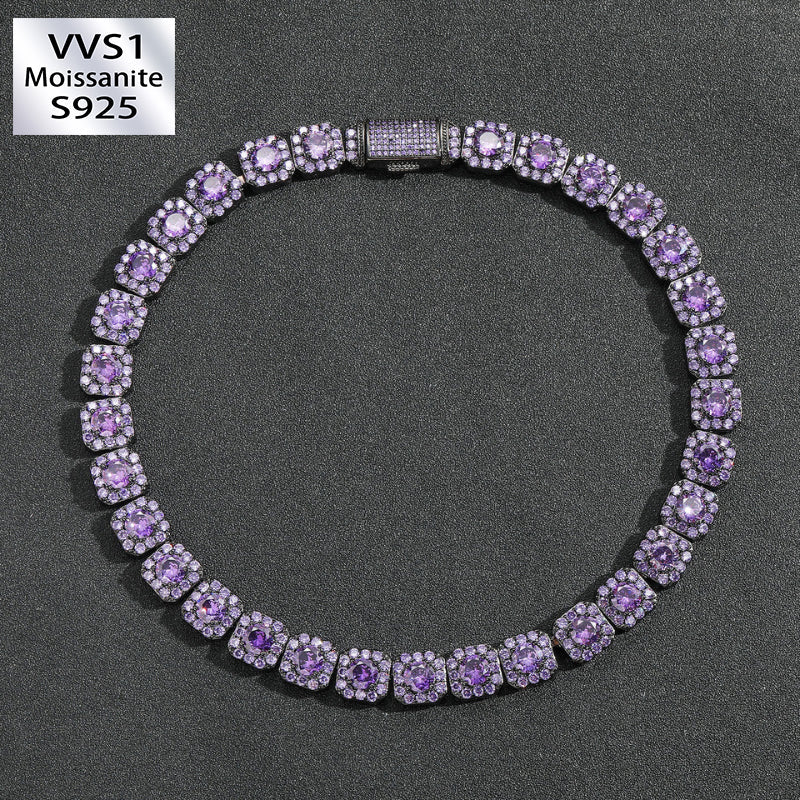 12mm Moissanite Hip Hop Purple Rock Candy Chain